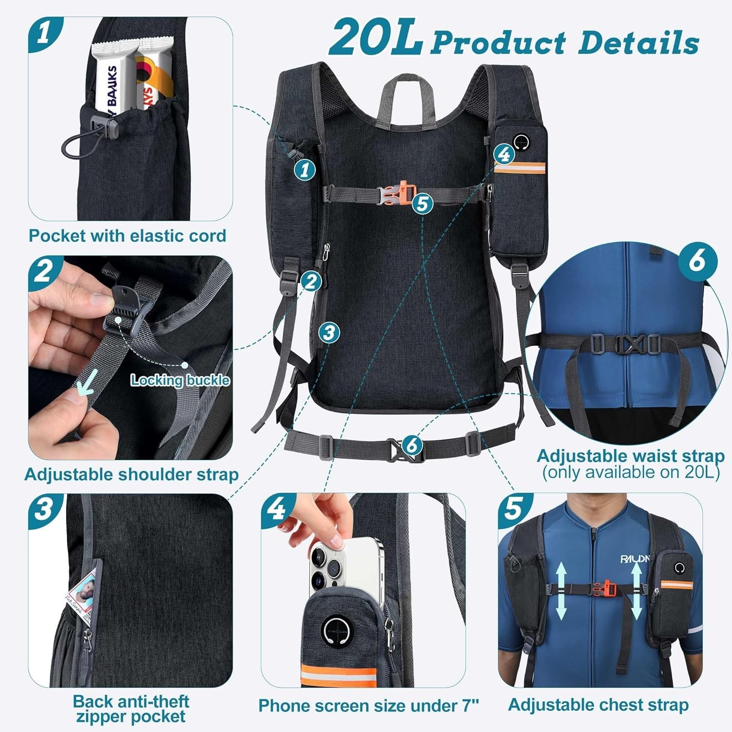 20L Small Hiking Backpack for Men Women Foldable Packable Back Pack Ultraligh... 3