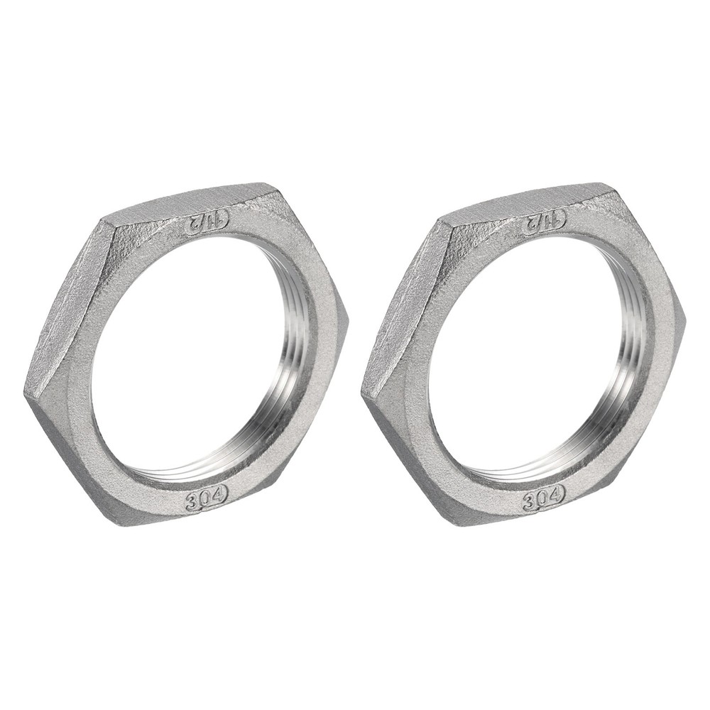 2 Pcs Cast Pipe Fitting Hex Locknut Nut G 1 1/2" Female Thread (DN40)