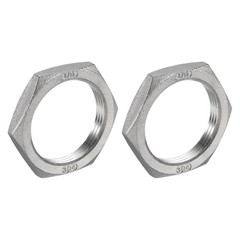 2 Pcs Cast Pipe Fitting Hex Locknut Nut G 1 1/2″ Female Thread (DN40)