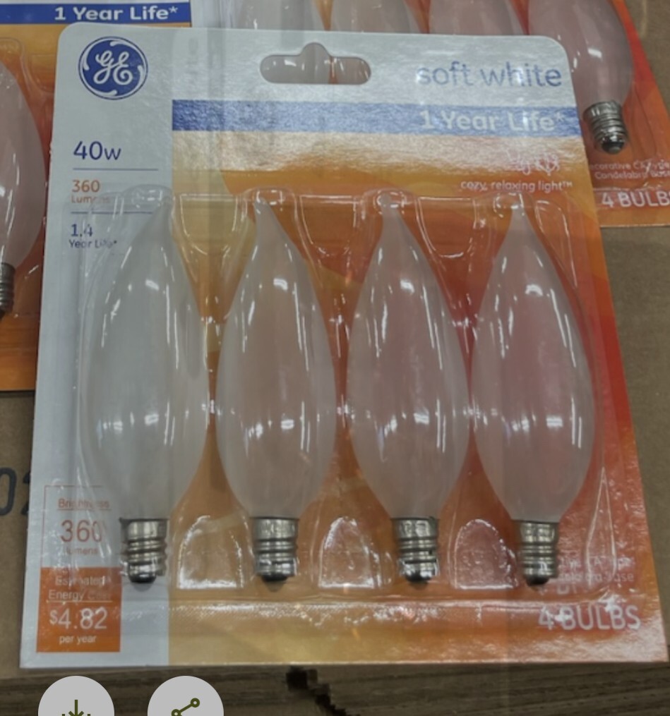 BULB 40W CA BASE EC SW 16 PACK gallery