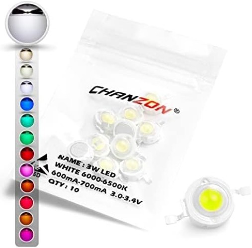 6000K-6500K 3W LED Chip Set - 10 Pcs White Light for Home Lighting Solutions gallery