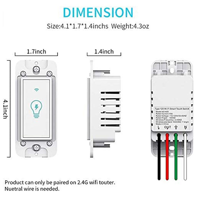 Smart Light Switch 4gang, Works with Alexa&Google Assistant, Neutral Wire Needs gallery