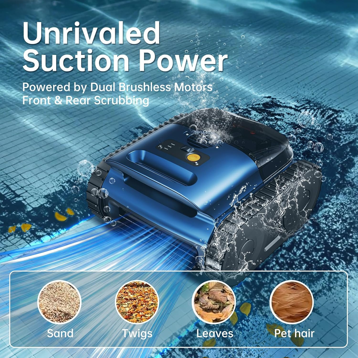 Robotic Pool Cleaner Wall Climbing 3 Cleaning Modes 2 Scrubbing Motors for Pools gallery