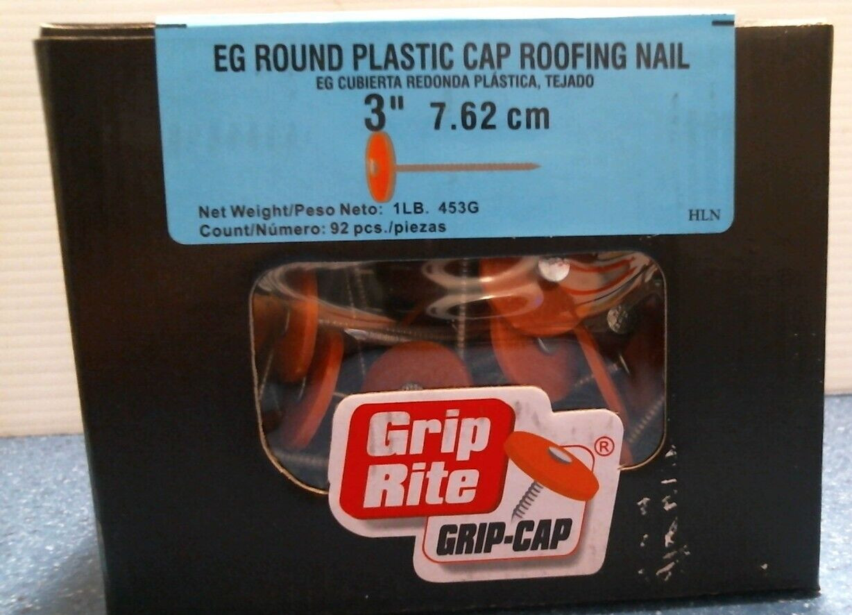 Grip Rite EG Round Plastic Cap Roofing Nails 3" 1lb. (3PRCAP1) FS gallery