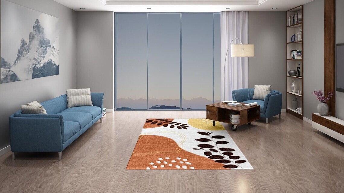 Luxury Leaf Modern Hand tufted Rug, Modern Rug Woolen rugs soft rugs Home decor gallery