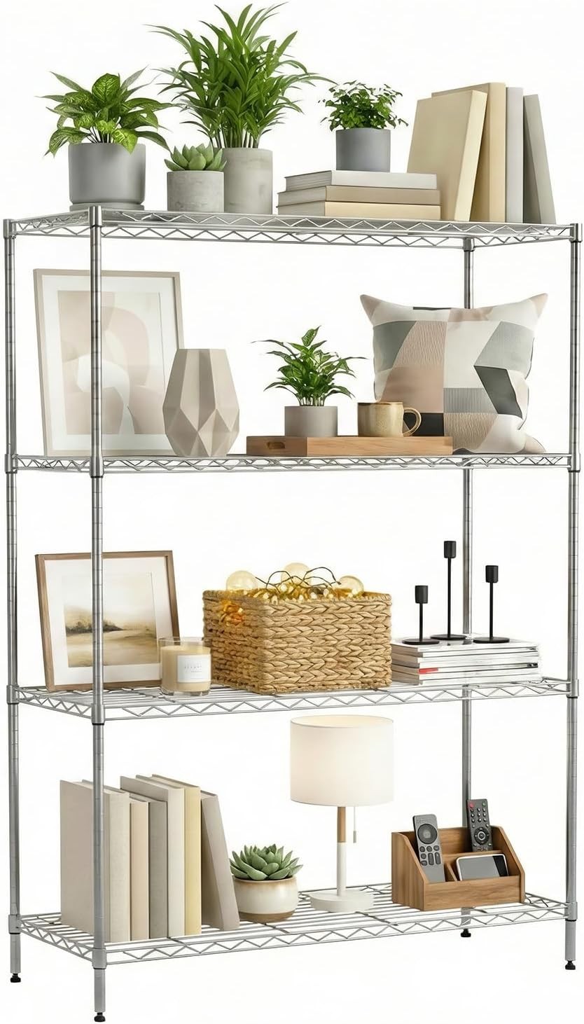 5-Tier Chrome Wire Storage Shelves with Wheels, Adjustable, Heavy-Duty, 220 lbs gallery