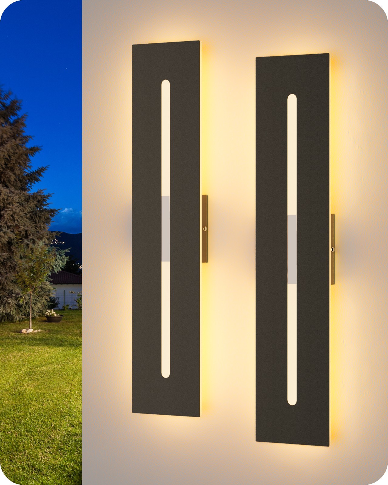 EDISHINE 2Pack Modern Exterior LED Wall Light Sconce Outdoor Lights Porch 23.6" gallery