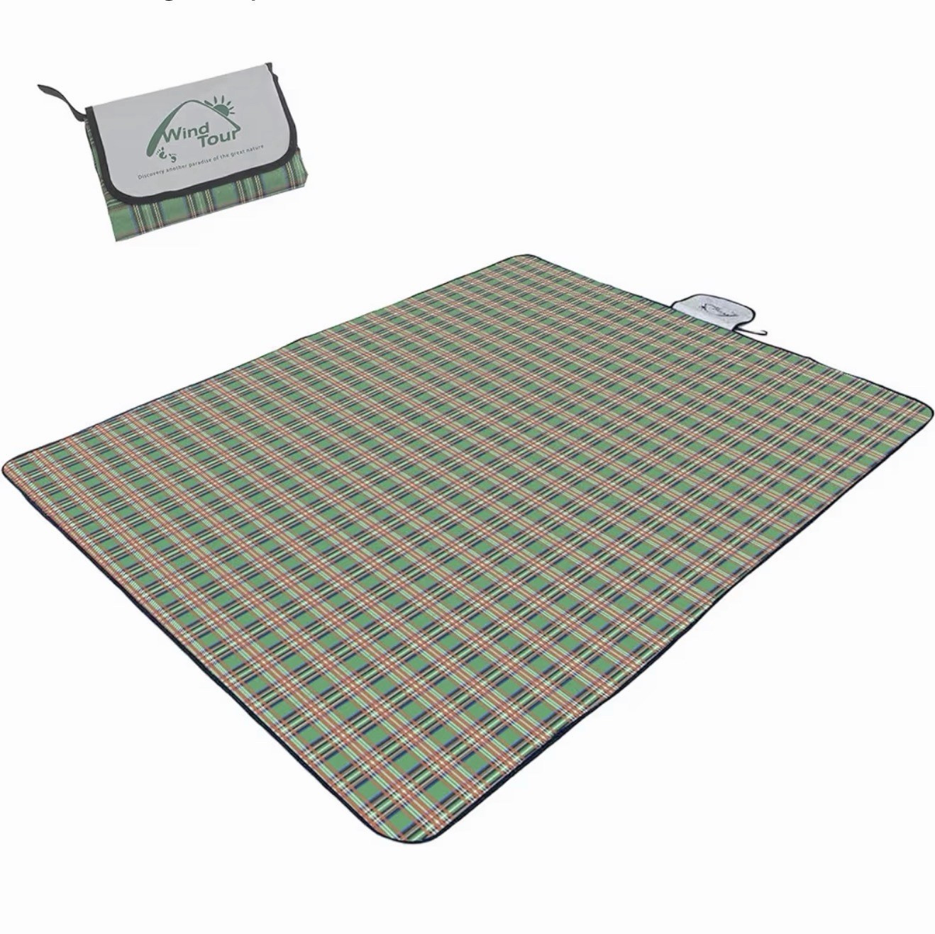 Wind Tour Plaid Water-Resistant Foldable Picnic Blanket 78.7x57.1 Bag gallery