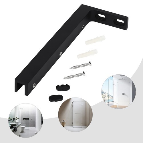 Left L-Shaped Mounting Bracket Glass Door L-Shaped Stabilizing Bracket Black NEW gallery