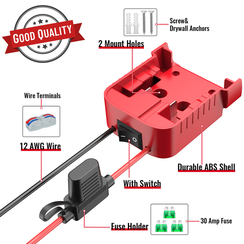 2 Pcs Power Wheel Adapter Compatible With Milwaukee 18V Battery for DIY RC Car gallery