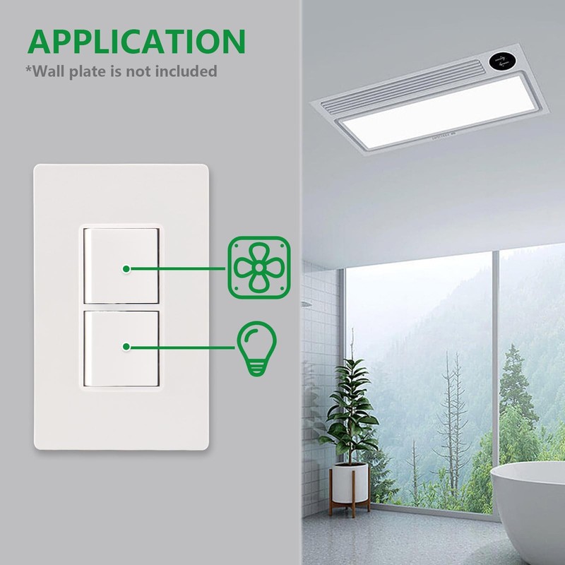 Double Rocker Decorator Light Switch Single Pole 15A 120V UL Listed 4 Pack White gallery