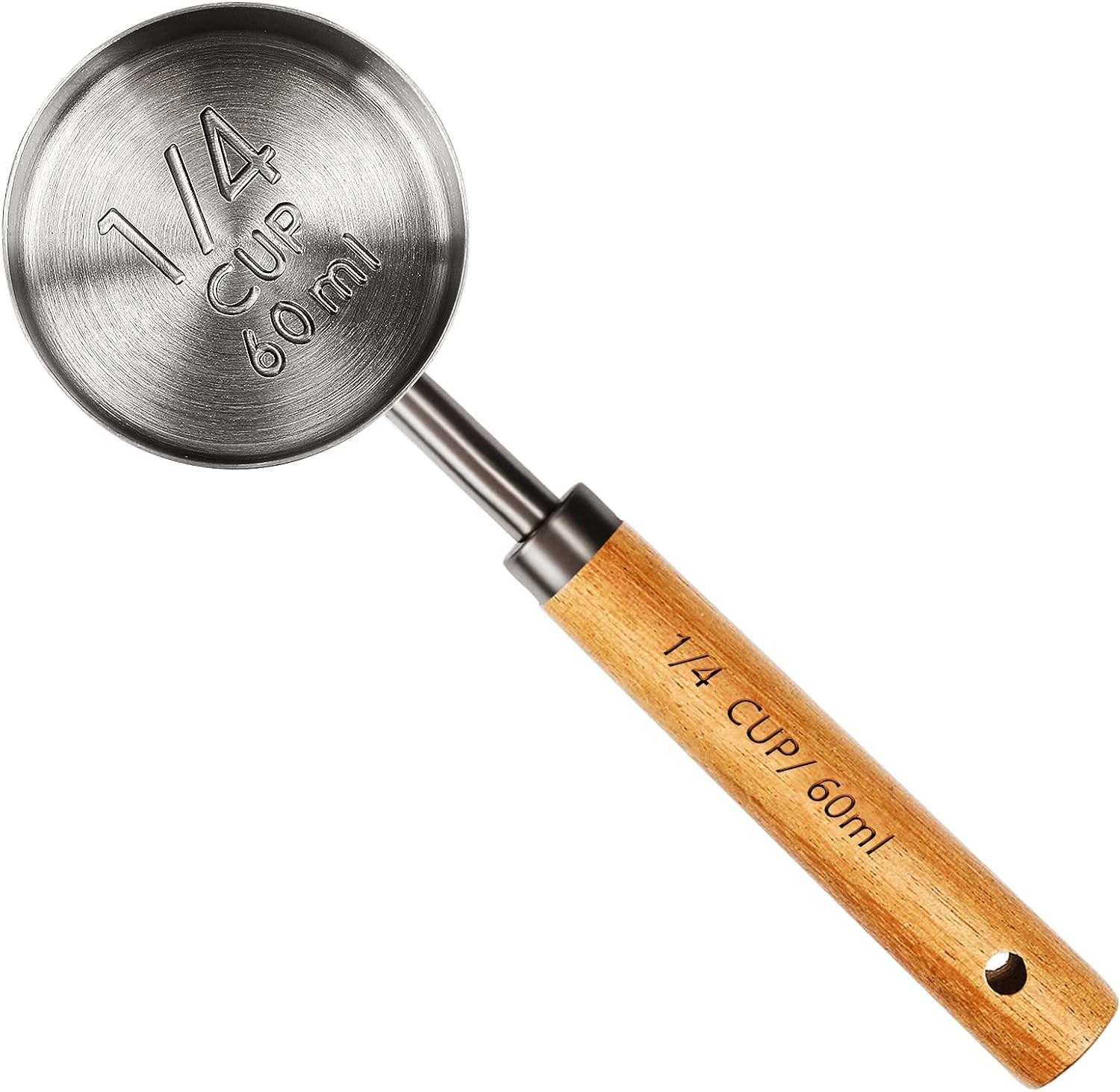 Measuring Cup with Wooden Handle, 1/4 Cup Titanium-Plating 60 Ml Stainless Steel gallery