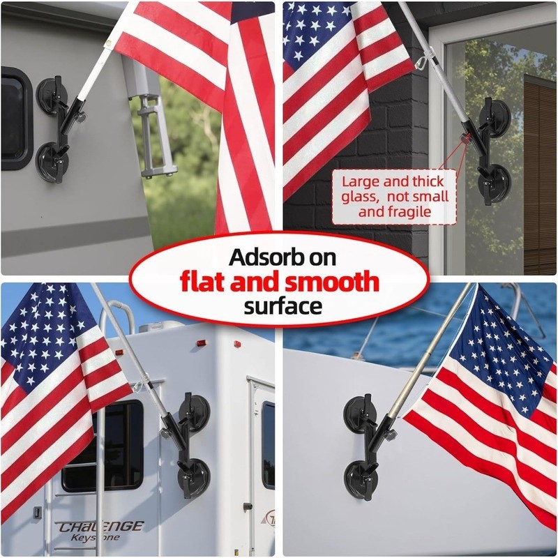 Quick Flag Mount for RVs Suction Cup Flag Pole Holder Metal RV Flag Pole Mount gallery