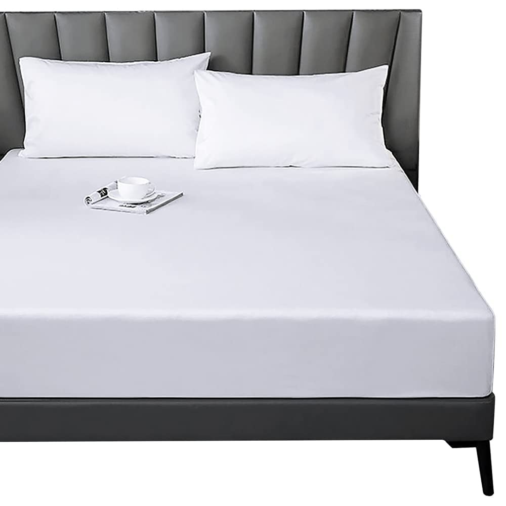 Full 300 Thread Count Cotton Fitted Sheet 8-10" Deep Pocket White for Hotel gallery