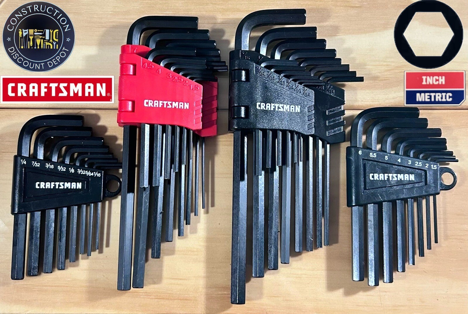 4 Pack Craftsman Allen Wrench Set Metric & Standard Long & Short Hex Key gallery