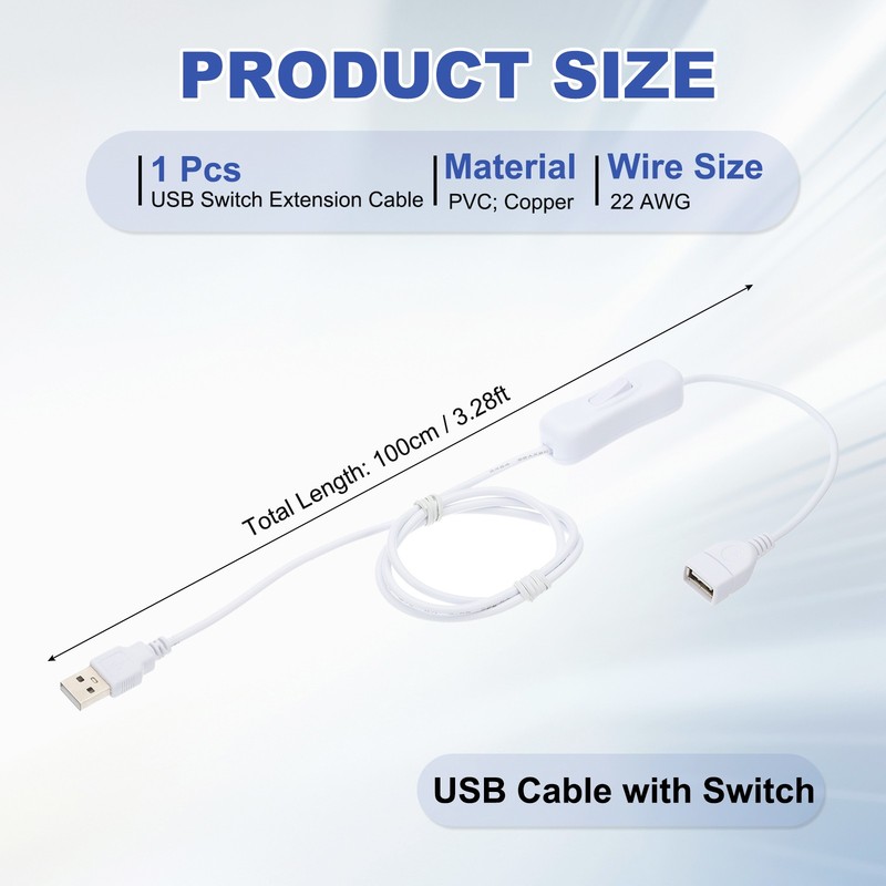 3.28ft USB Extension Cable with Switch, Long Inline Toggle Switch Power Cable gallery