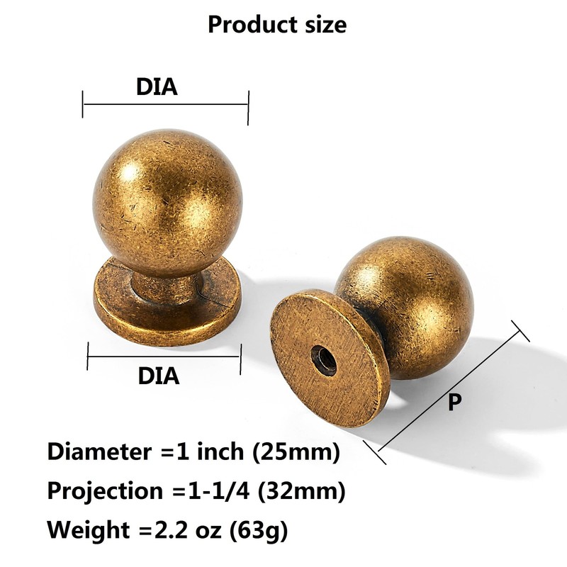 khtumeware 10 Pack 1 Inch 25mm Diameter Round Solid Vintage Antique Brass Fin... gallery