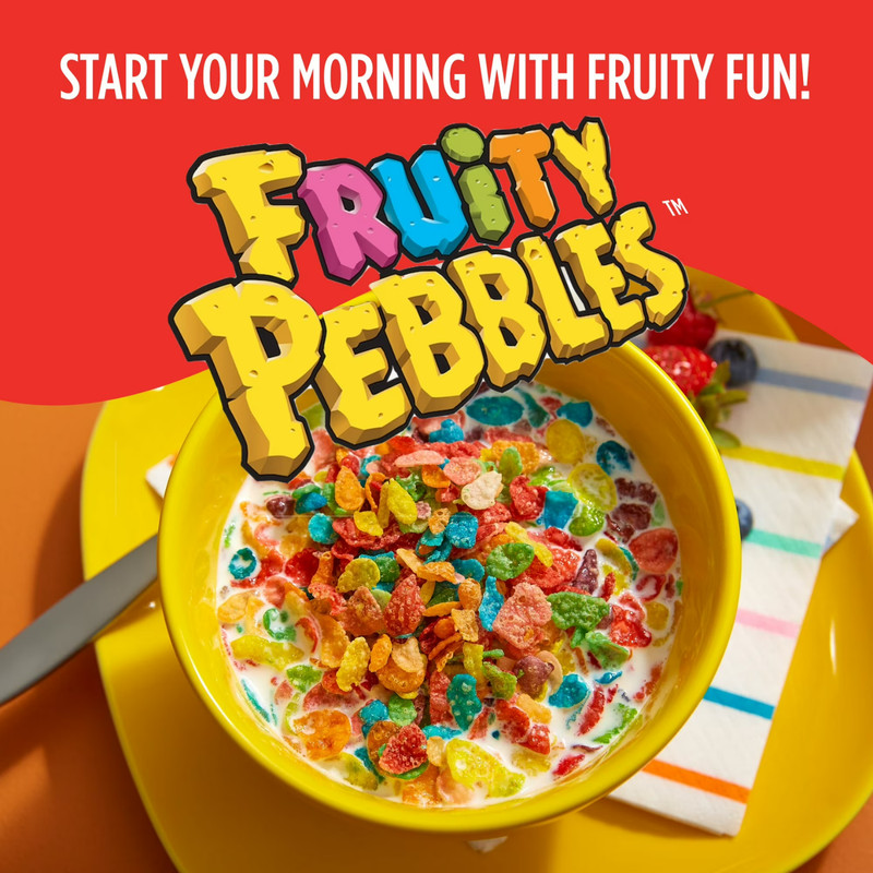 Post Fruity PEBBLES Breakfast Cereal, Gluten Free, Family Size Box, 19.5 oz... gallery