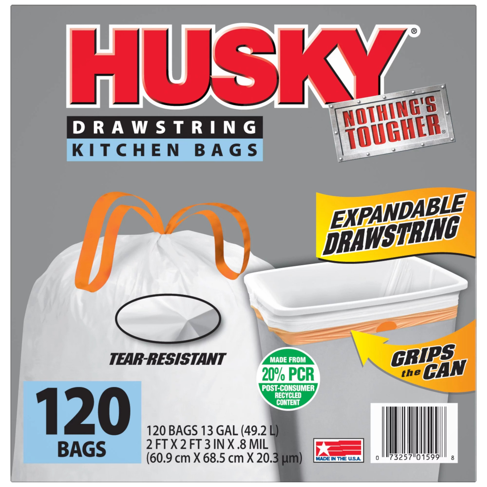 Tall Kitchen White Trash Bags, 13 Gallon, 120 Bags (Expandable Drawstring gallery