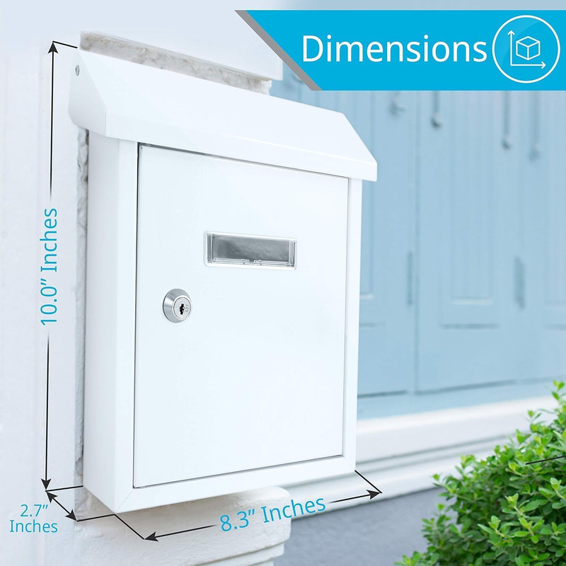 Weatherproof Wall Mount Locking Mailbox Galvanized Steel Drop Box with Metal Fla gallery
