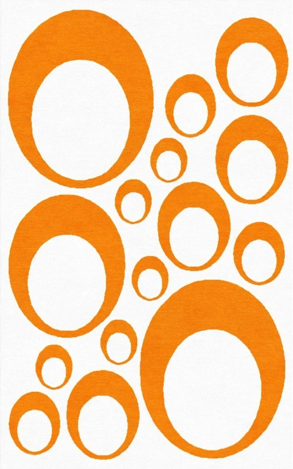 New white and orange ring design for Hand Tufted 100% Wool Handmade Area Rug gallery