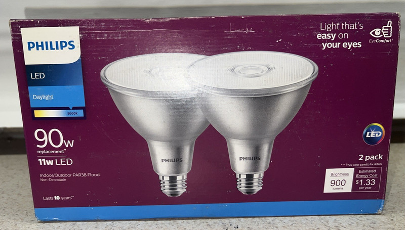 2 Pack Philips 90W Equivalent Daylight, Indoor/Outdoor, LED 11 W, 900 Lumens gallery