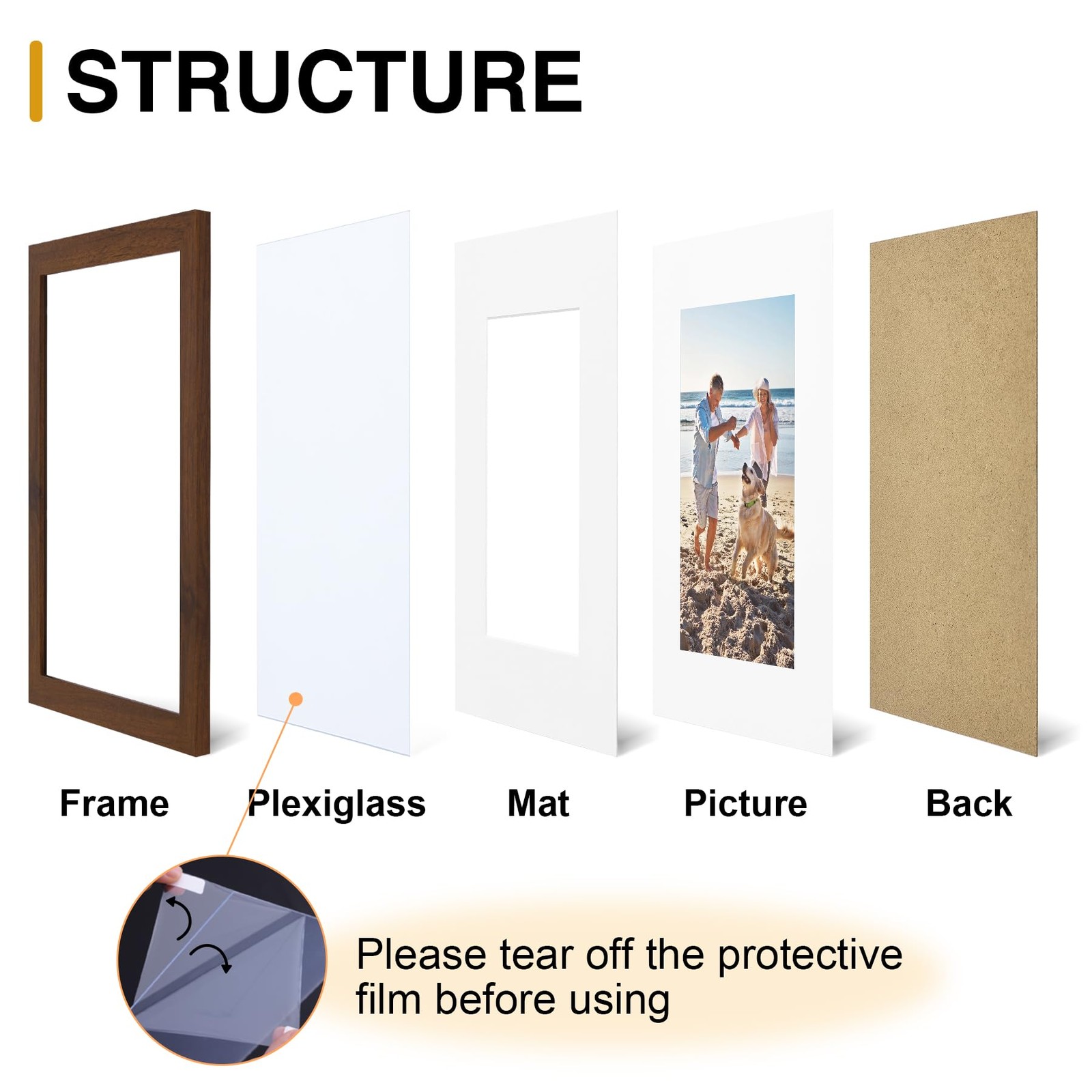 8x10 Picture Frame, Display Pictures 5x7 with Mat or 8x10 without Mat, Wall &... gallery