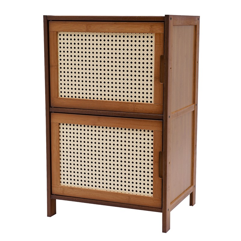 Modern Design Bamboo Bedside Table 2 Tier Nightstand 99.20lbs Floor Standing USA gallery