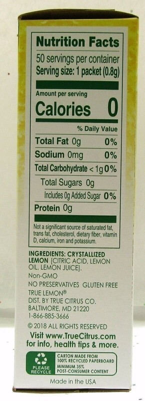 True Lemon ~ Crystallized Lemon ~ Real Flavor From Real Fruit ~ 50 Packets gallery