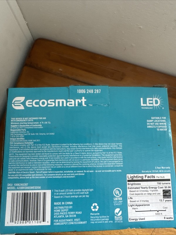 EcoSmart 65-Watt Equivalent BR30 Dimmable LED Light Bulb Bright White (6-Pack) gallery