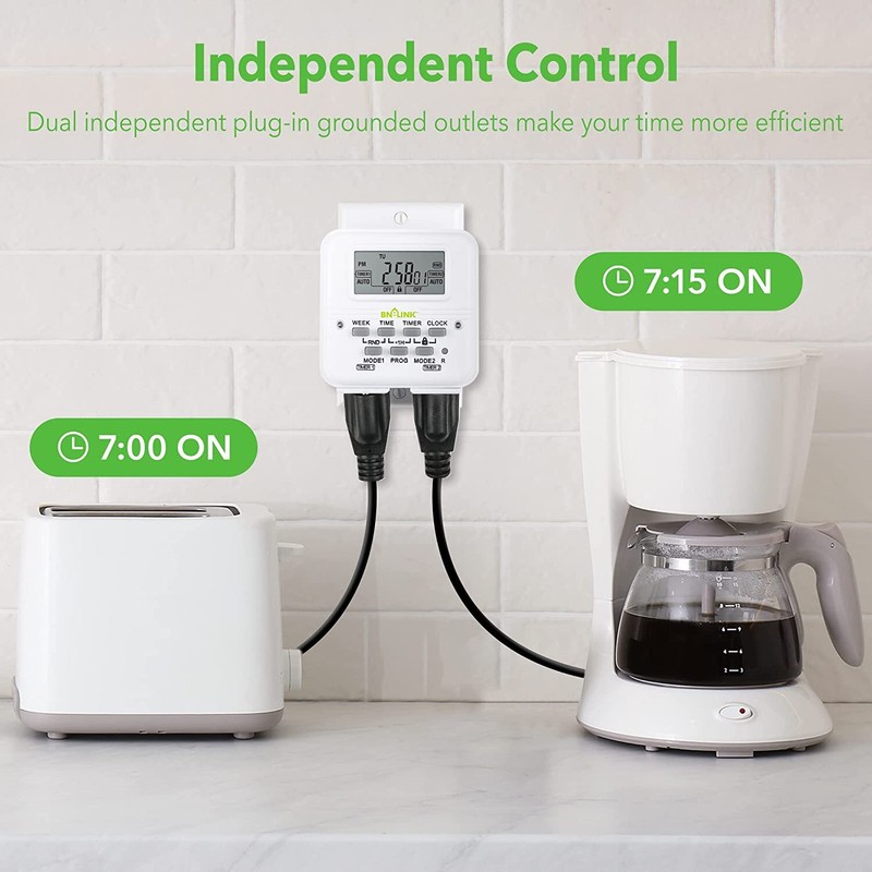 7 Day Heavy Duty Digital Programmable Timer 2Independently Plug-in Outlet Switch gallery