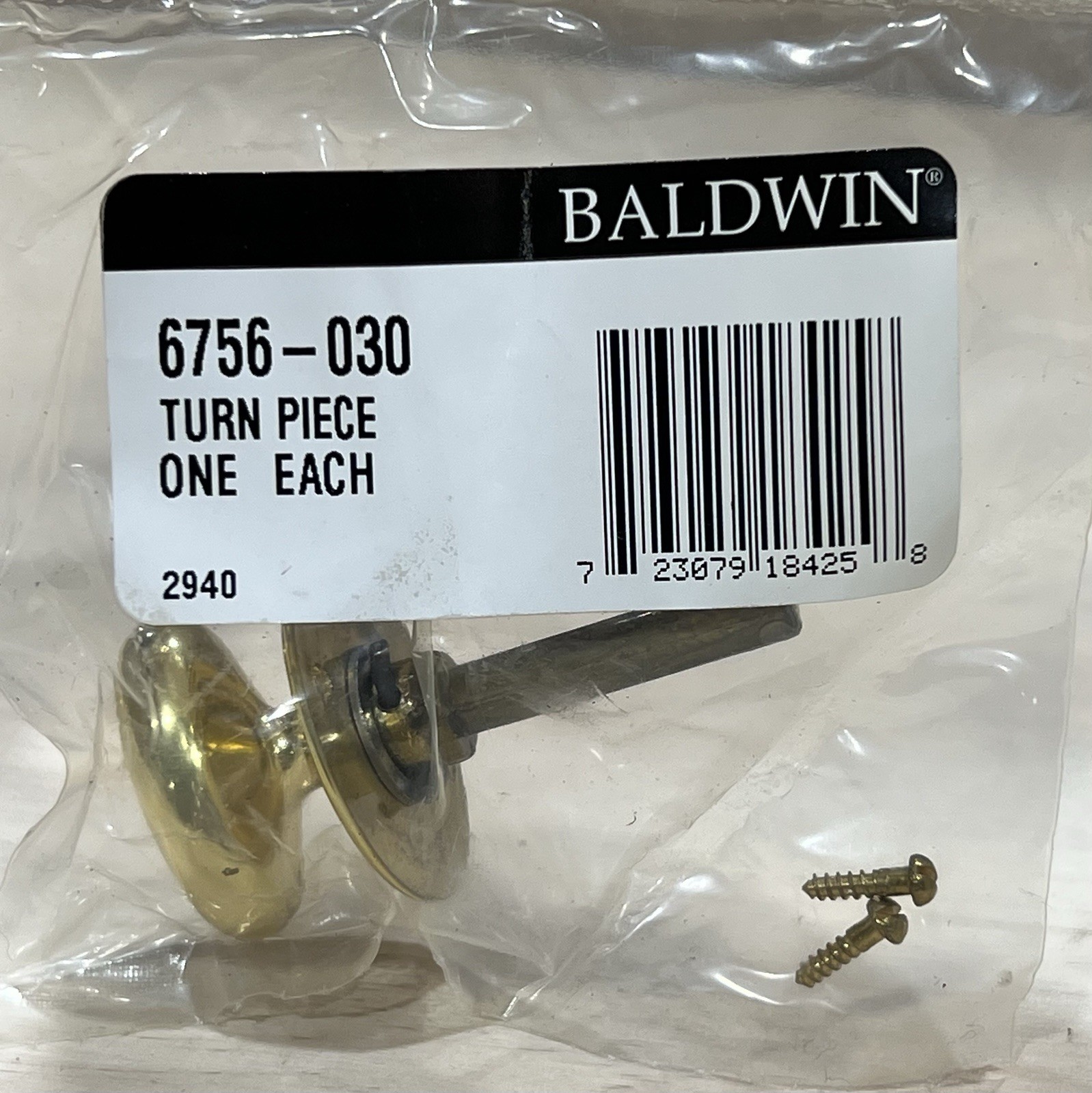 Baldwin Hardware 6756-030 MORTISE Lock Turn Piece Polished Brass Finish NOS gallery
