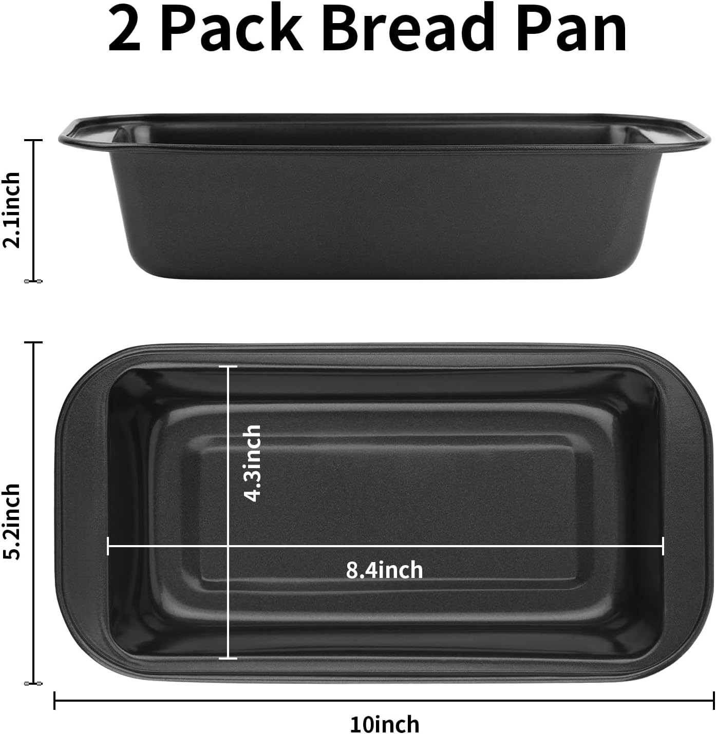 2 Pack Nonstick Bread Loaf Pans Carbon Steel Baking Pans for Bread gallery