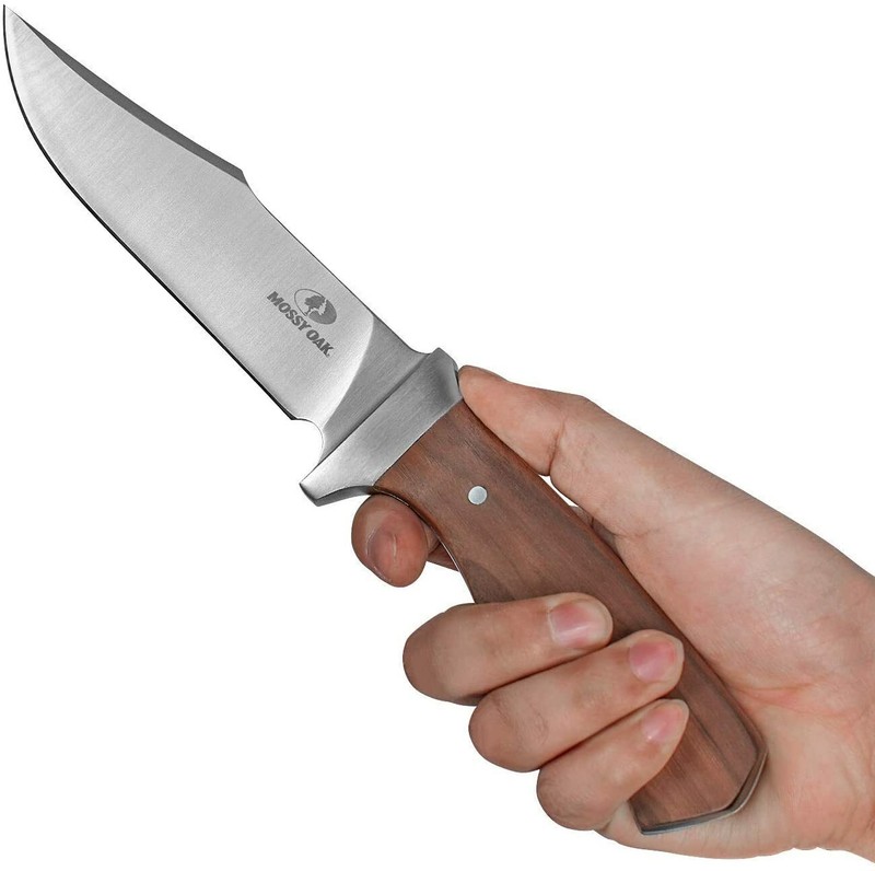 MOSSY OAK 11 Inch Full-tang Fixed Blade Knife With Leather Sheath For Camping US gallery