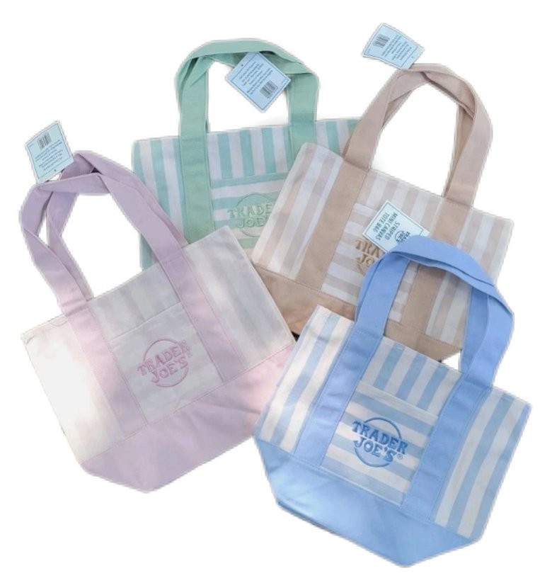 Trader Joe’s Mini Pastel Stripe Tote Bag Limited Edition Set of 4 NO RESERVE gallery