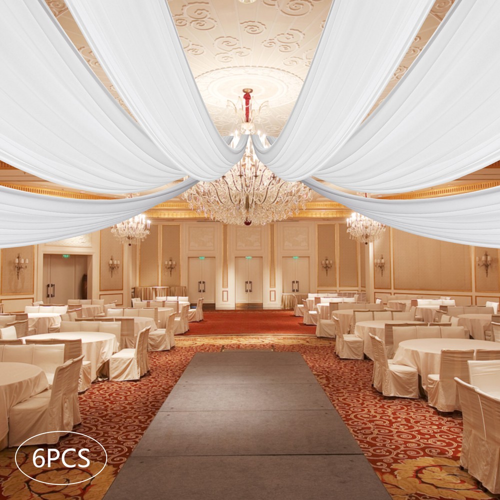 6 Panels White Ceiling Drapes for Wedding Ceiling Drapes 5ftx20ft Wedding Arch
