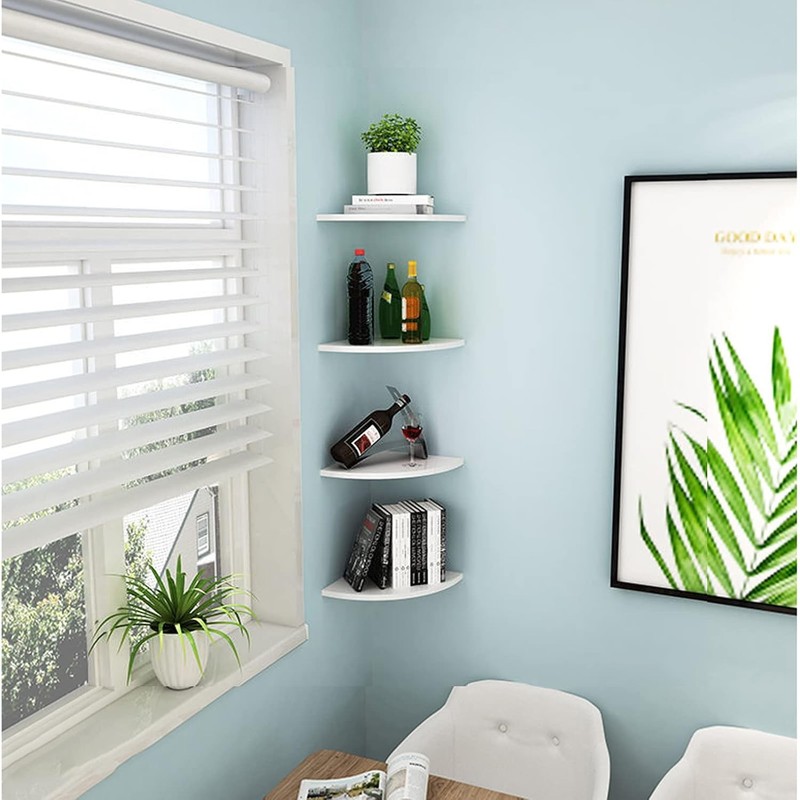 White Corner Floating Shelves 8 Inch Wall Storage Shelf Degree Corner Shelf gallery