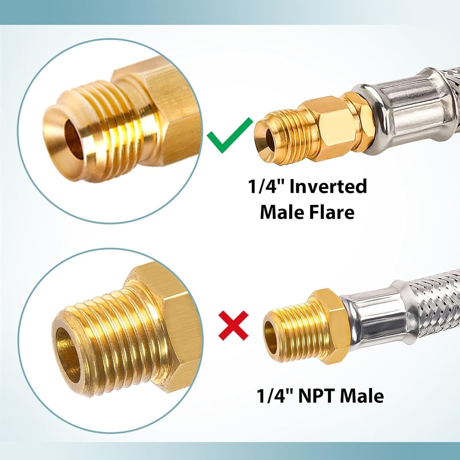#NEW 12" RV Propane Hose 1/4" Inverted Male Flare x QCC-1 2 Pack gallery