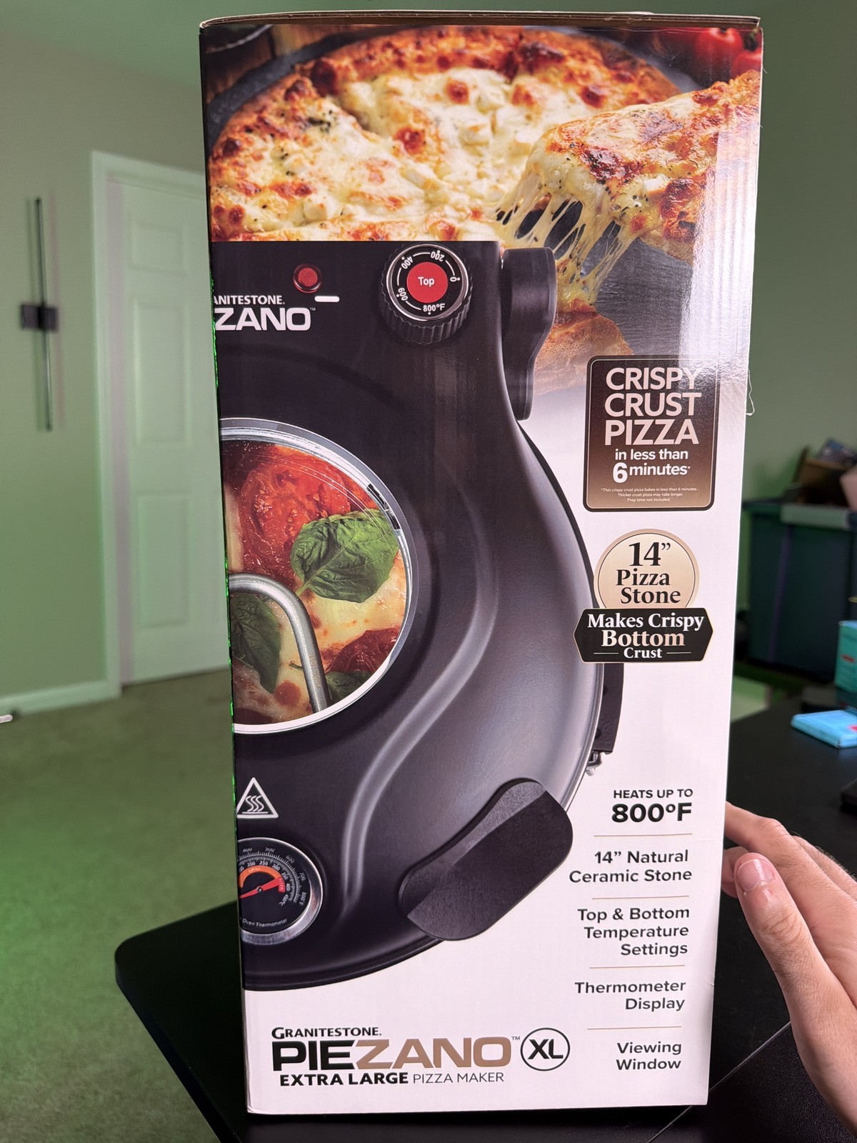 GRANITESTONE Piezano Extra Large XL Pizza Maker 14 Inch Crispy Crust 800F gallery
