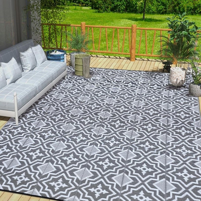 Waterproof Outdoor Plastic Straw Rug Reversible Portable Patio Mat Easy Clean US gallery