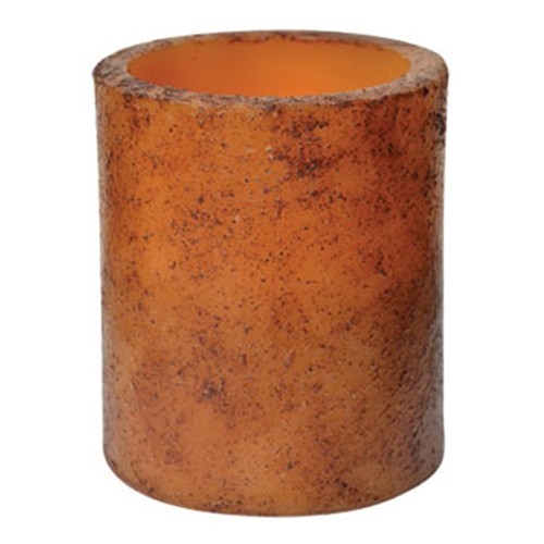 NEW Primitive TIMER PILLAR Candle BURNT MUSTARD 3.5"x3" Farmhouse Rustic Country gallery