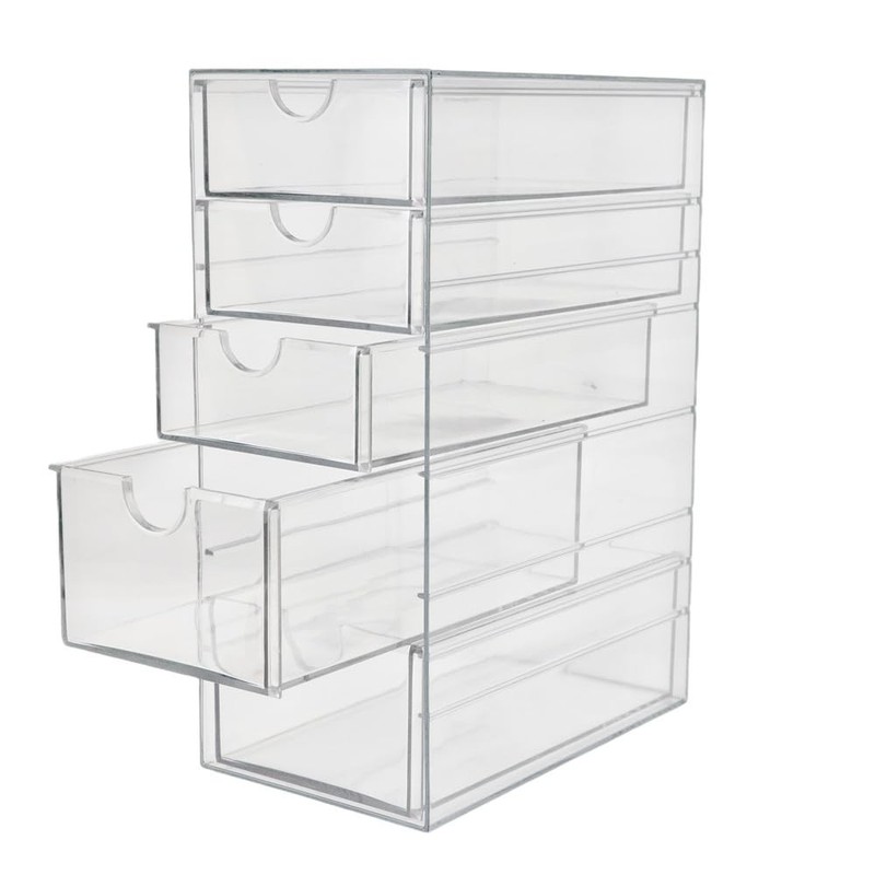 Plastic Drawer Storage with 5 Different Sizes Drawers, Clear Light Gray Hair ... gallery