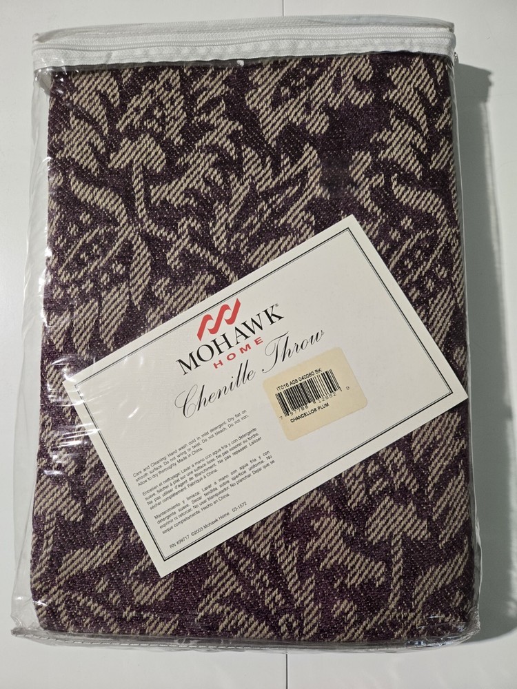 Mohawk Home Chennile Throw Blanket Chancellor Plum
