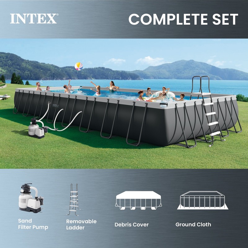 Intex 32' x 16' x 52" Rectangular Ultra XTR Frame Above Ground Swimming Pool Set gallery