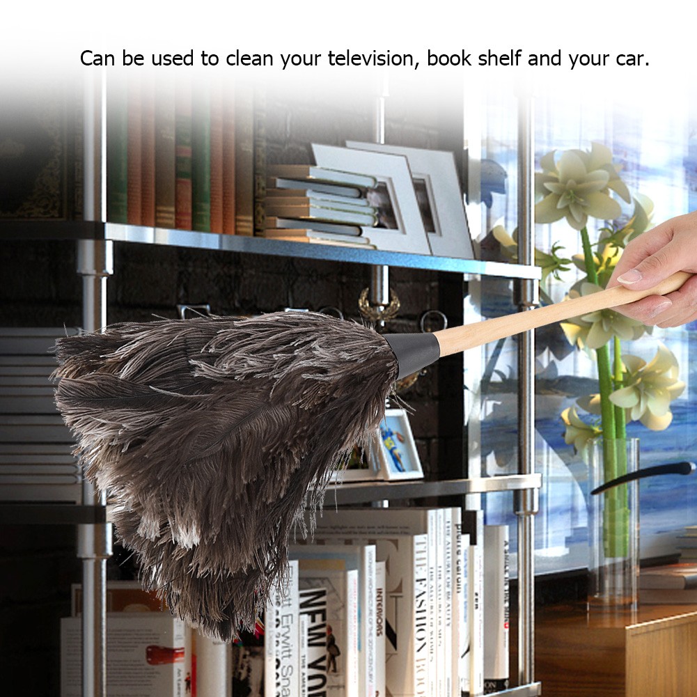 Handmade Washable NOn Electrostatic Ostrich Duster W/ Wooden Handle Y gallery