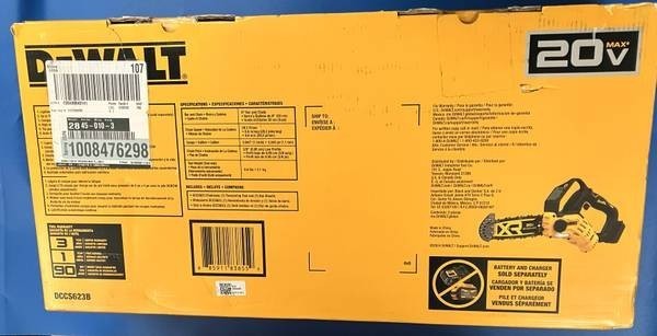 DEWALT XR Cordless Pruning Chainsaw, 20V, 8", Brushless DCCS623B gallery