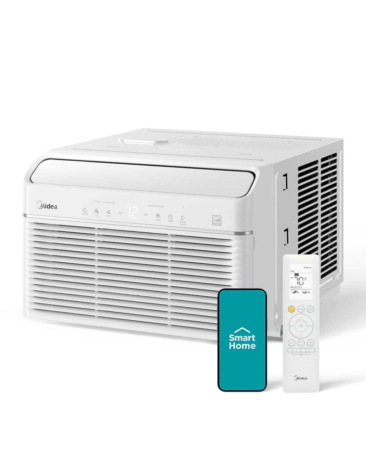 Air Conditioner Window Unit 8000 BTU Smart Inverter Heat White MAW08HV1CWT Midea gallery