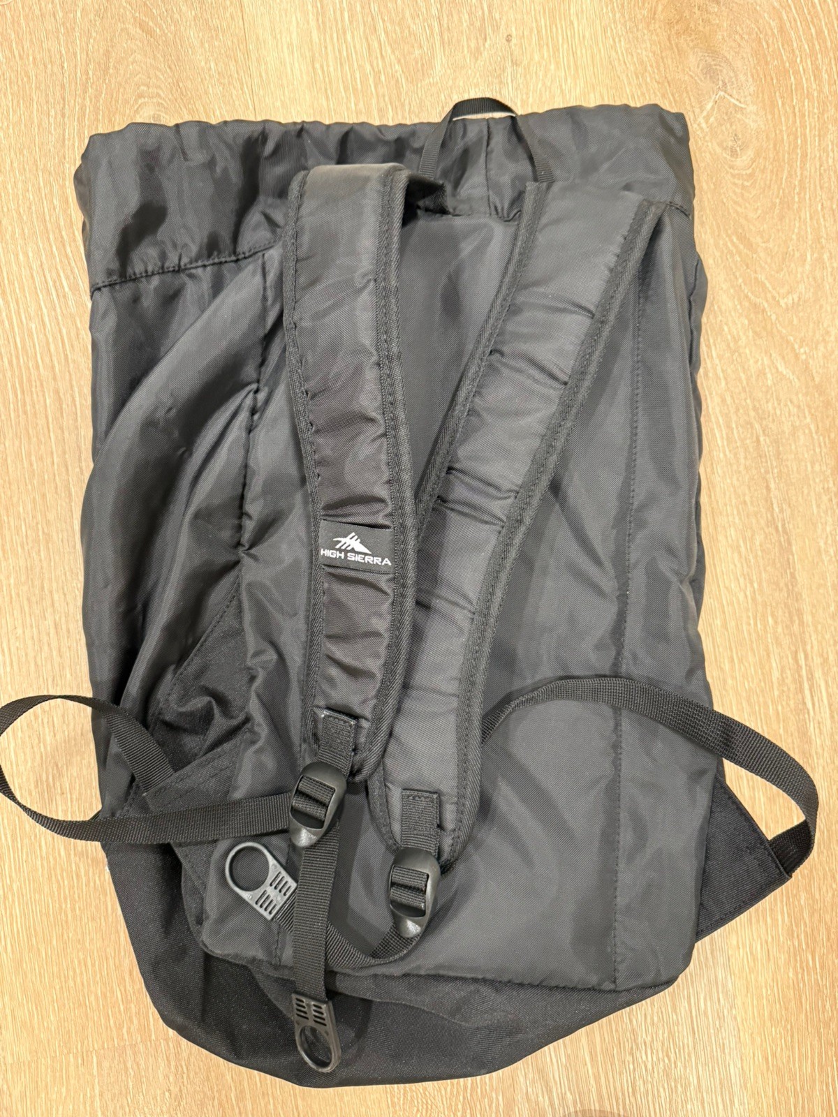High Sierra Black Synch Nylon Drawstring Backpack Knapsack Bag PWC 2