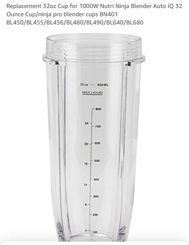 replacement Ninja 32 oz cup screw on clear plastic gallery