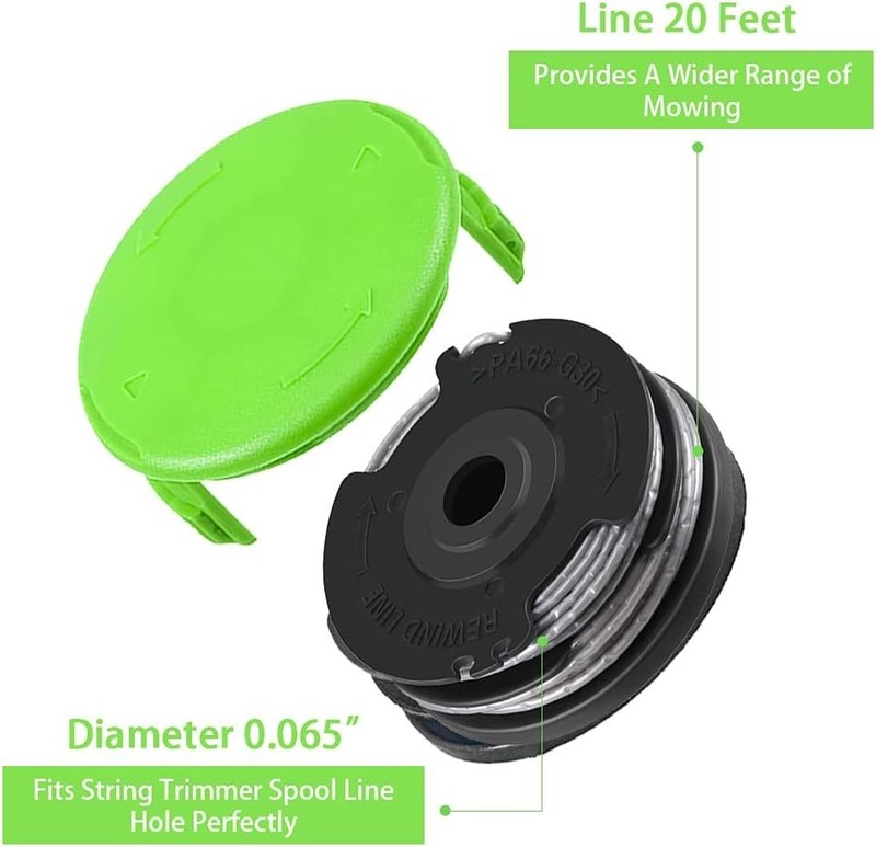 Dual Line Trimmer Replacement Spool 20ft 6-Pack for Greenworks String Trimmers gallery